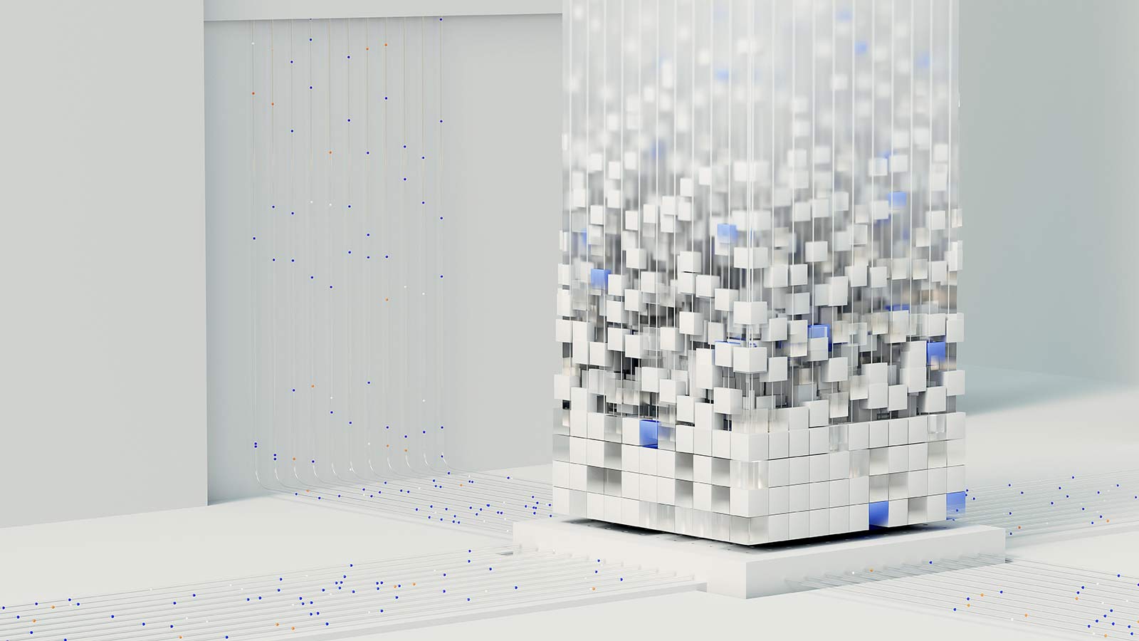 a white cubes with blue and white squares Bridge Loans