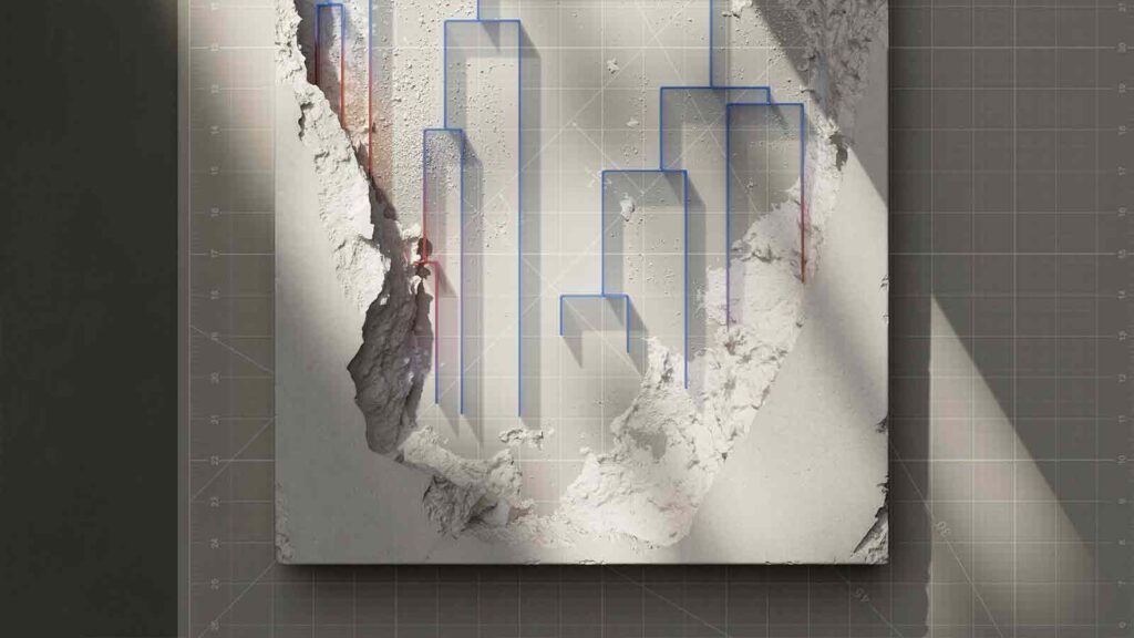 a white wall with blue lines title report