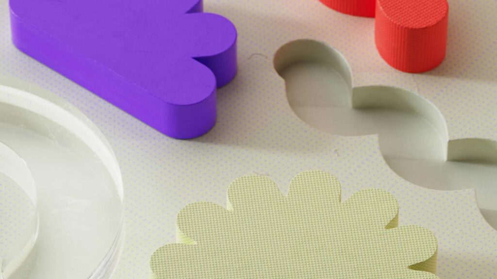 a close-up of different shapes property