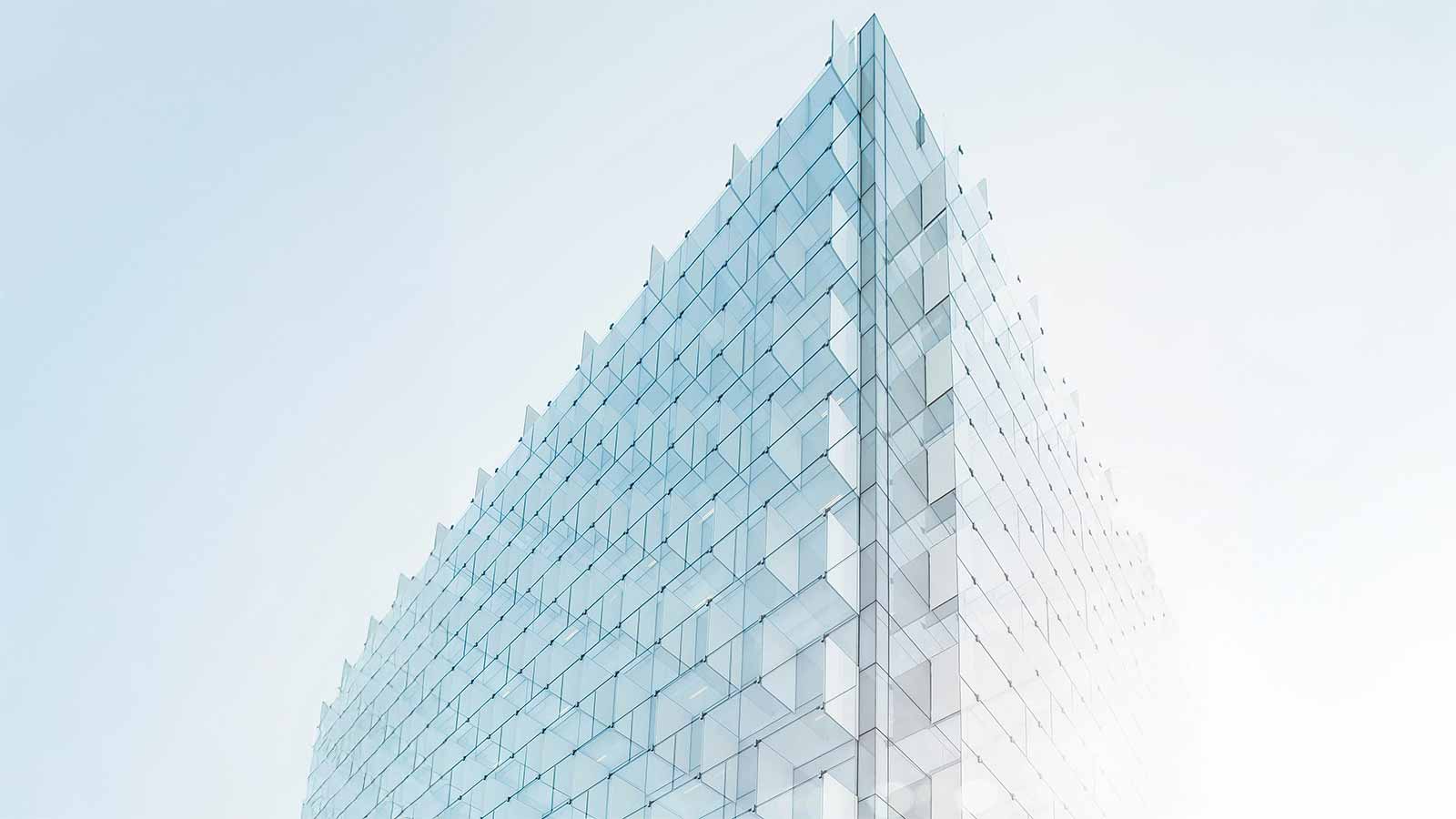a glass building with many windows AI title search