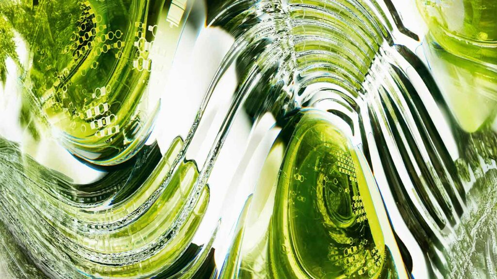 a close-up of a green glass automated title examination