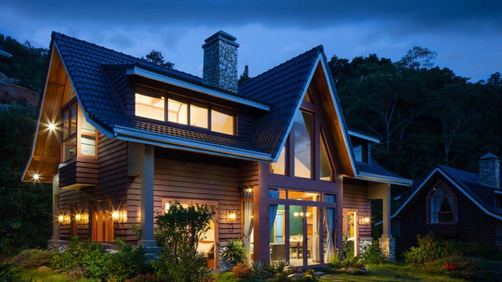 a house with a large glass door property deed