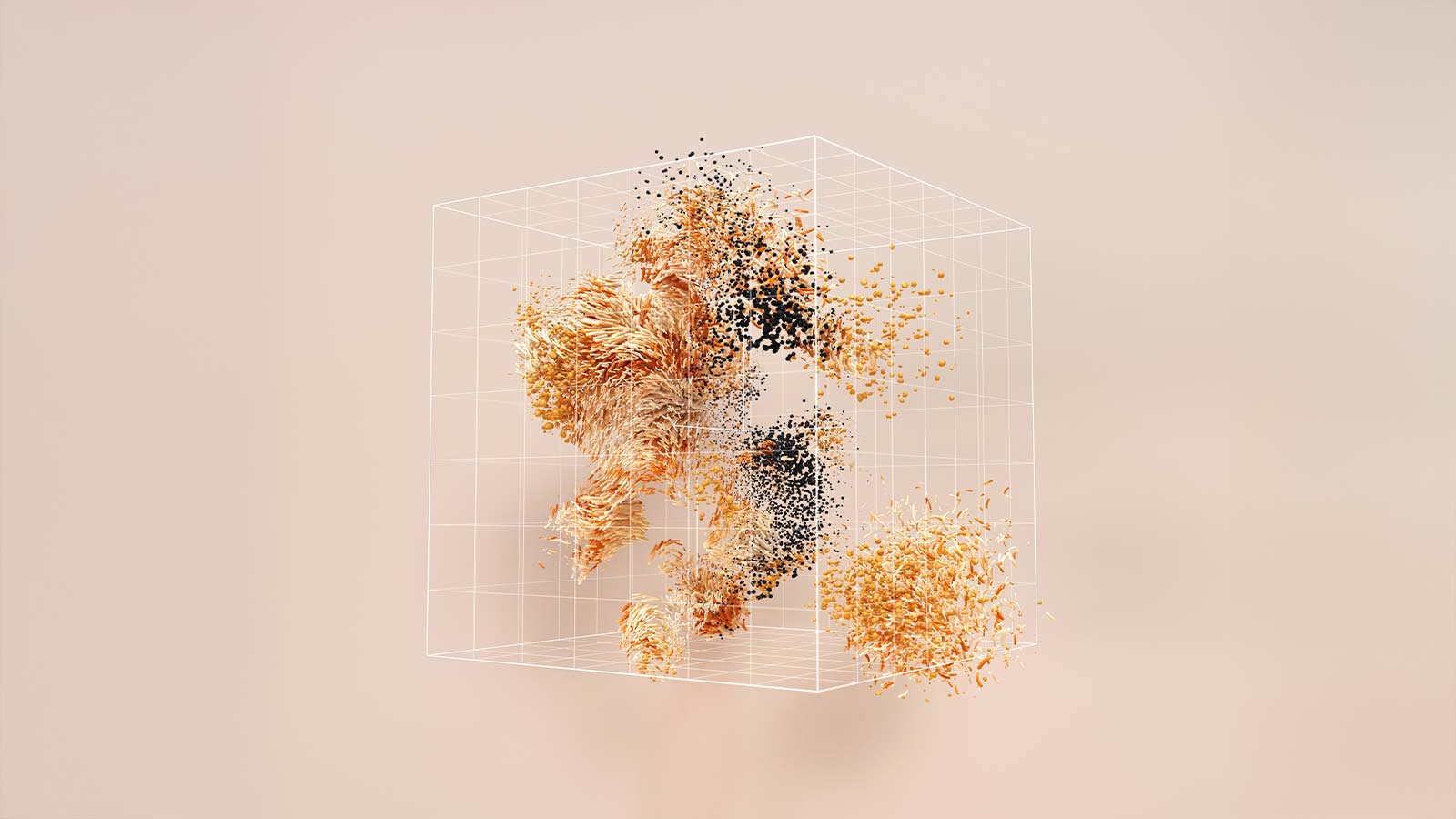 Abstract 3D particles in a cube AI Title Search Platforms