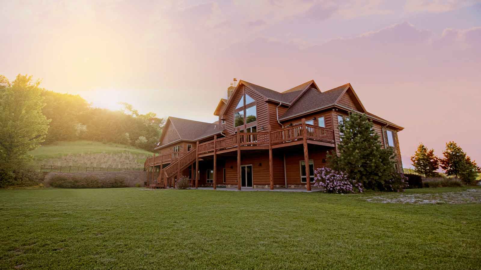 Beautiful wooden house at sunset nationwide title search bloga